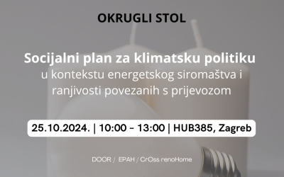 LIVE prijenos i PROGRAM: Okrugli stol o Socijalnom planu za klimatsku politiku