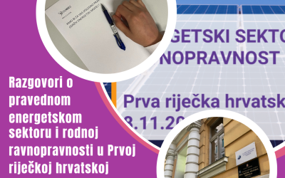 Razgovori o pravednom energetskom sektoru i rodnoj ravnopravnosti u Prvoj riječkoj hrvatskoj gimnaziji.