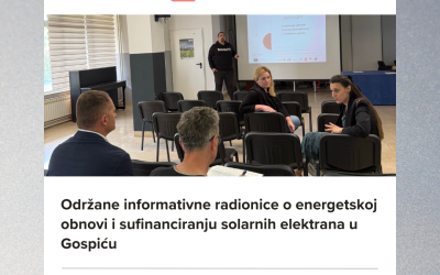 Održane dvije informativne radionice u Gospiću: Građanima predstavljene mogućnosti za sufinanciranje solarnih elektrana i iskaz interesa za energetsku obnovu