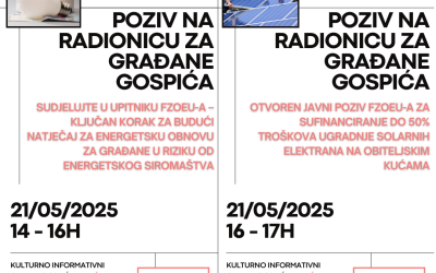 Poziv građanima: Informativne radionice o energetskoj obnovi – Iskaz interesa za energetsku obnovu obiteljskih kuća i sufinanciranju fotonaponskih elektrana u Gospiću